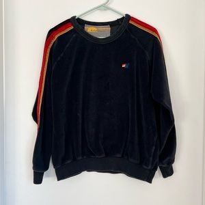 Aviator Nation Black Velvet Pullover Sweatshirt